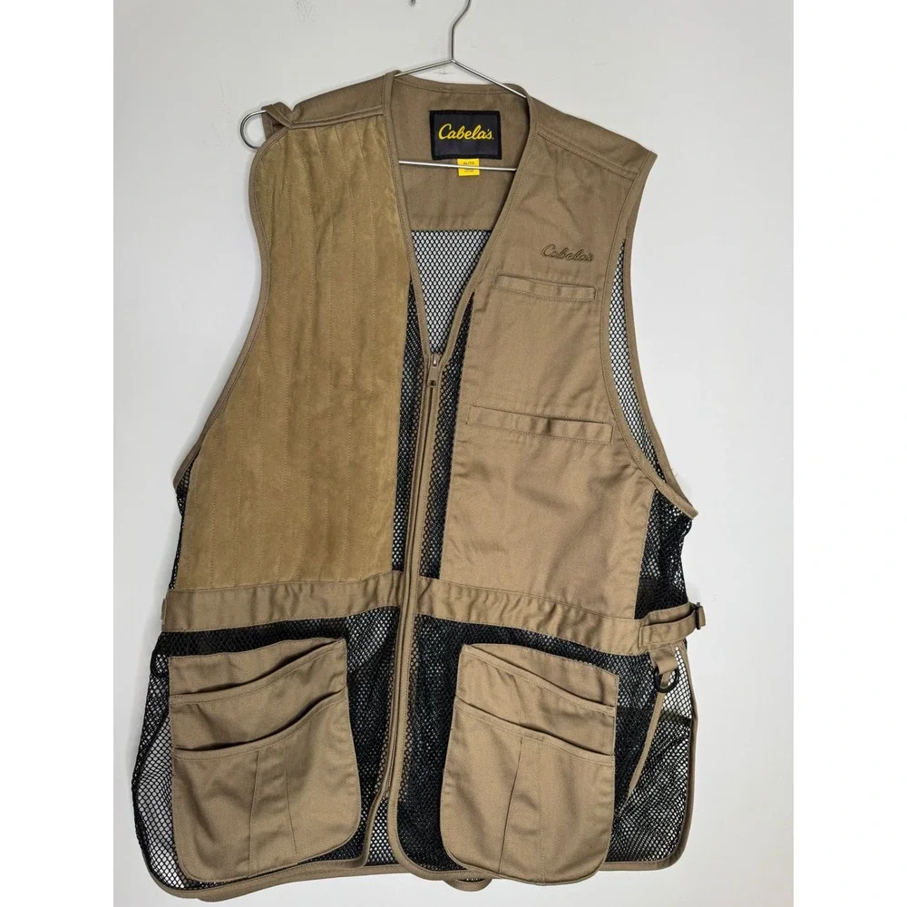Cabelas Outdoor Gear XL Hunting Fishing Vest Camel Tan Vented Mesh Pockets Brown